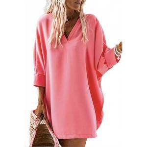 NEW PRETTY BASH dolman 3/4 sleeve shift dress in pink